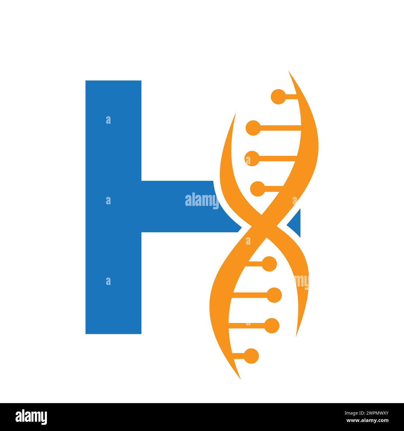 DNA-Logo auf Buchstabe H Vektor-Vorlage für Gesundheitssymbol Stock Vektor