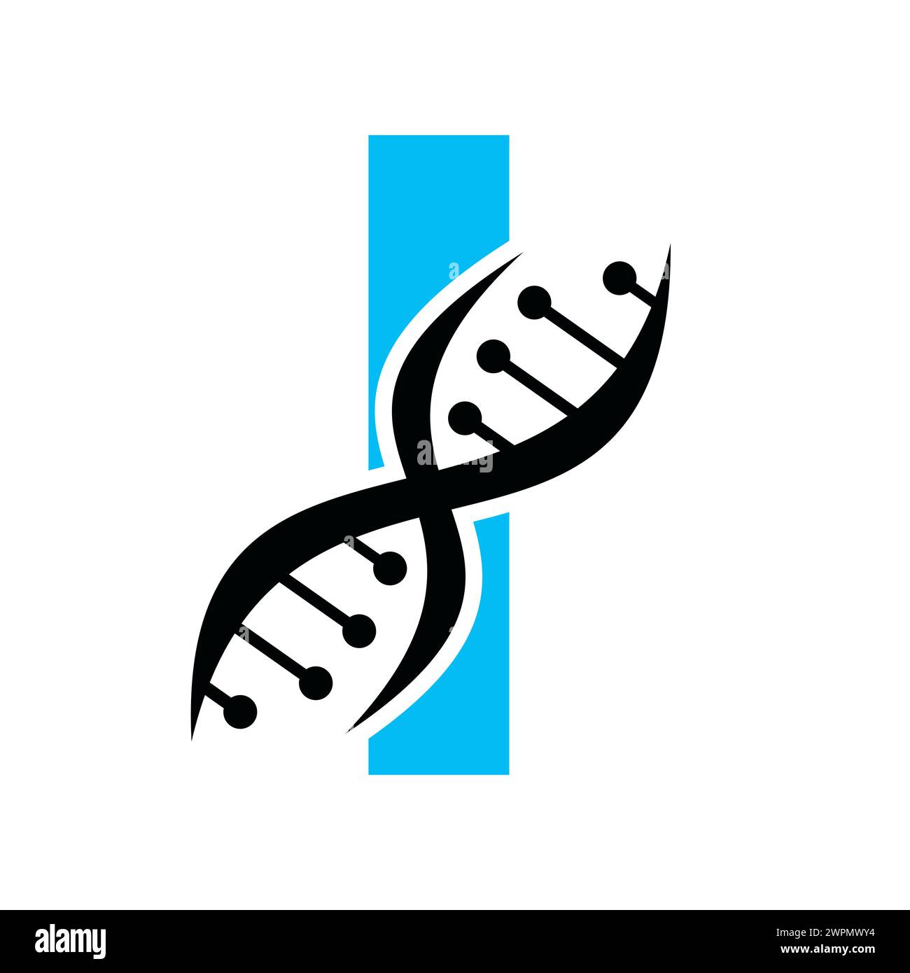 DNA-Logo auf Buchstabe I Vektorvorlage für Gesundheitssymbol Stock Vektor