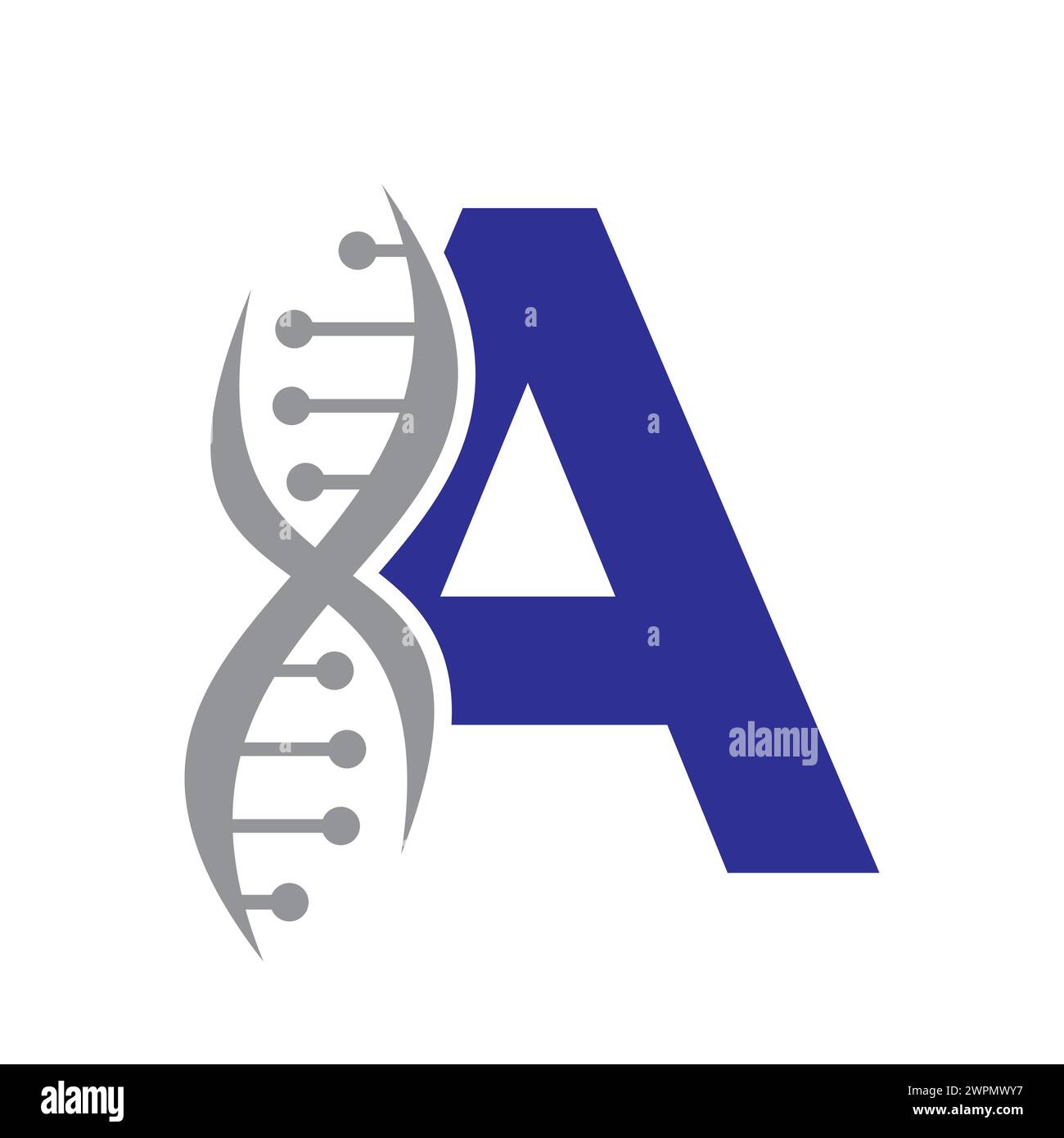DNA-Logo auf Buchstabe A Vektorvorlage für Gesundheitssymbol Stock Vektor
