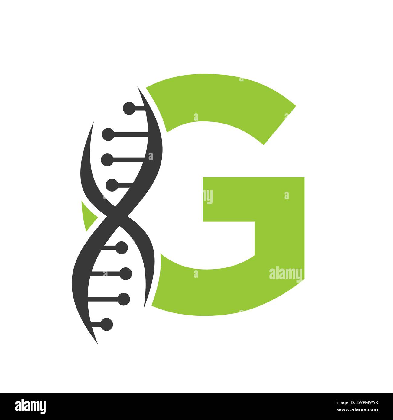DNA-Logo auf Buchstabe G Vektorvorlage für Gesundheitssymbol Stock Vektor