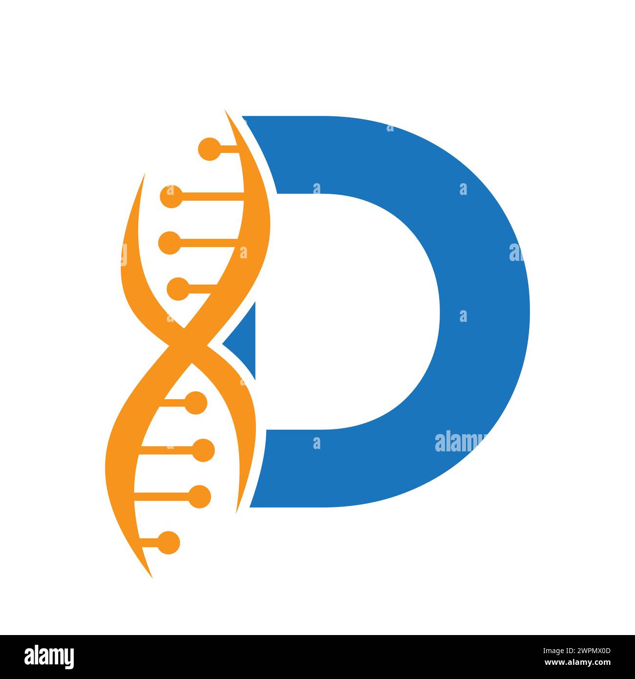 DNA-Logo auf Buchstabe D Vektorvorlage für Gesundheitssymbol Stock Vektor