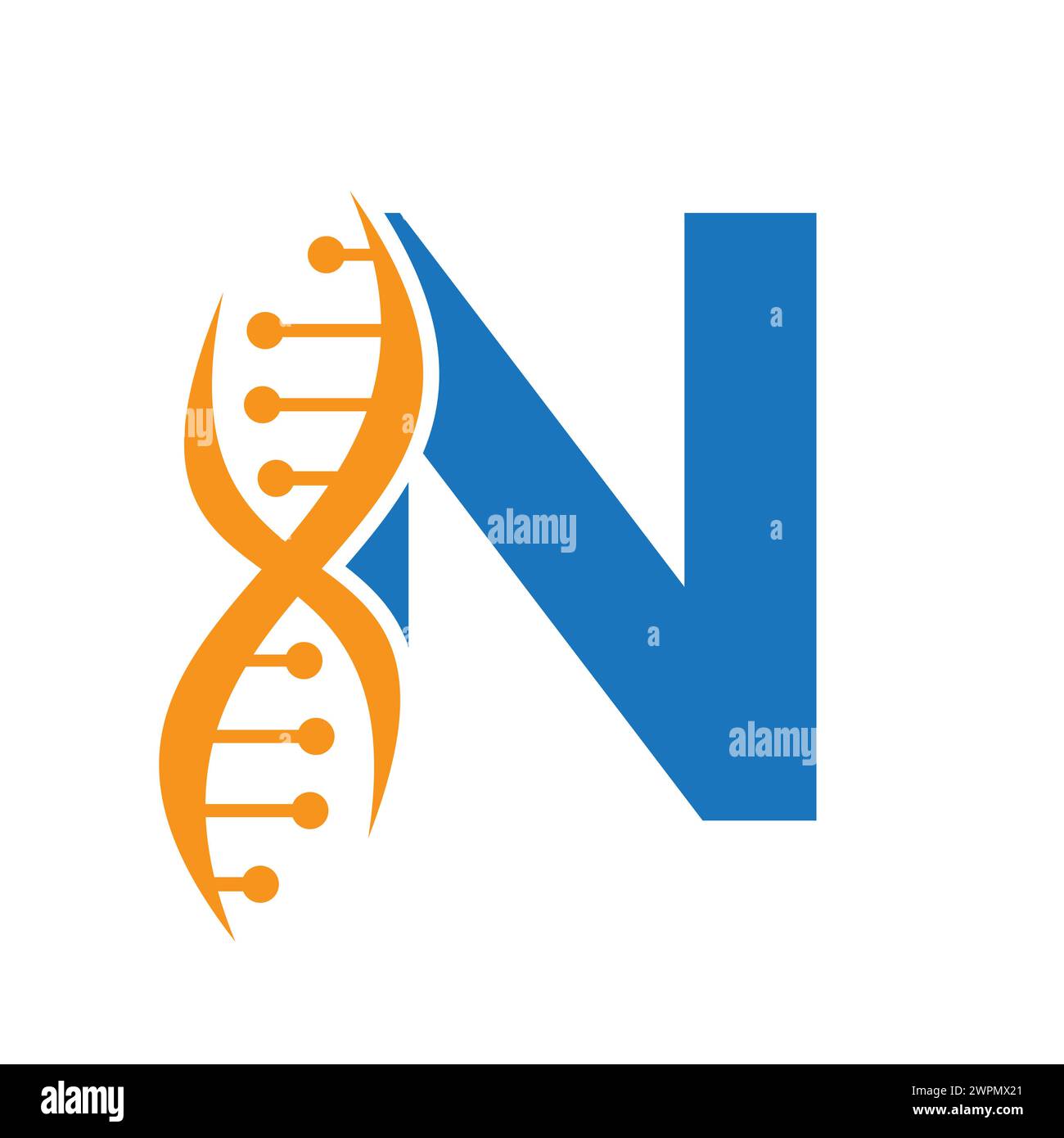 DNA-Logo auf Buchstabe N Vektorvorlage für Gesundheitssymbol Stock Vektor