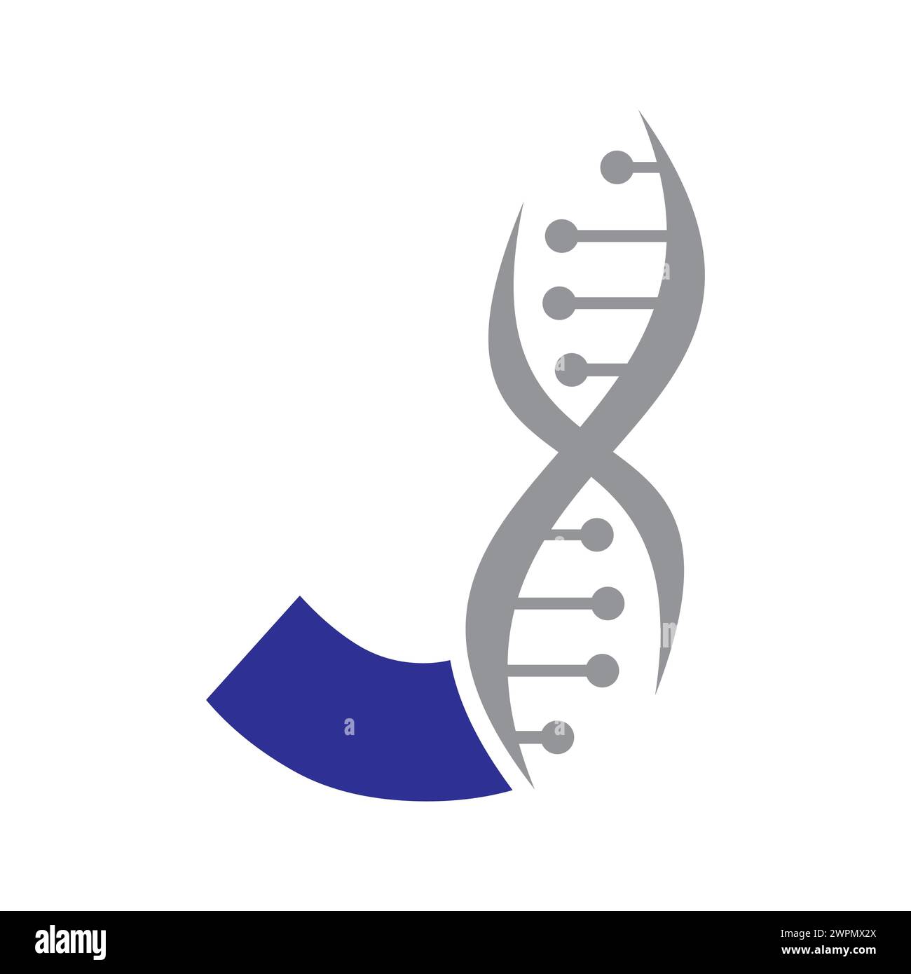 DNA-Logo auf Buchstabe J Vektorvorlage für Gesundheitssymbol Stock Vektor