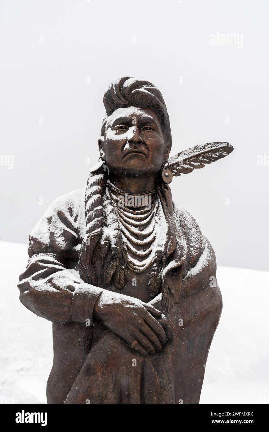 Chief Joseph Bronzestatue, von Georgia Bunn, Joseph, Oregon. Stockfoto