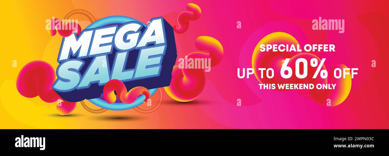 Super-Sale-Banner zum Saisonende. mega Flash Sale Rabatt Webbanner Vorlage Werbebeiträge. Rabattbanner für Online-Shopping Stock Vektor