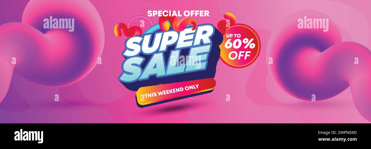 Super-Sale-Banner zum Saisonende. mega Flash Sale Rabatt Webbanner Vorlage Werbebeiträge. Rabattbanner für Online-Shopping Stock Vektor