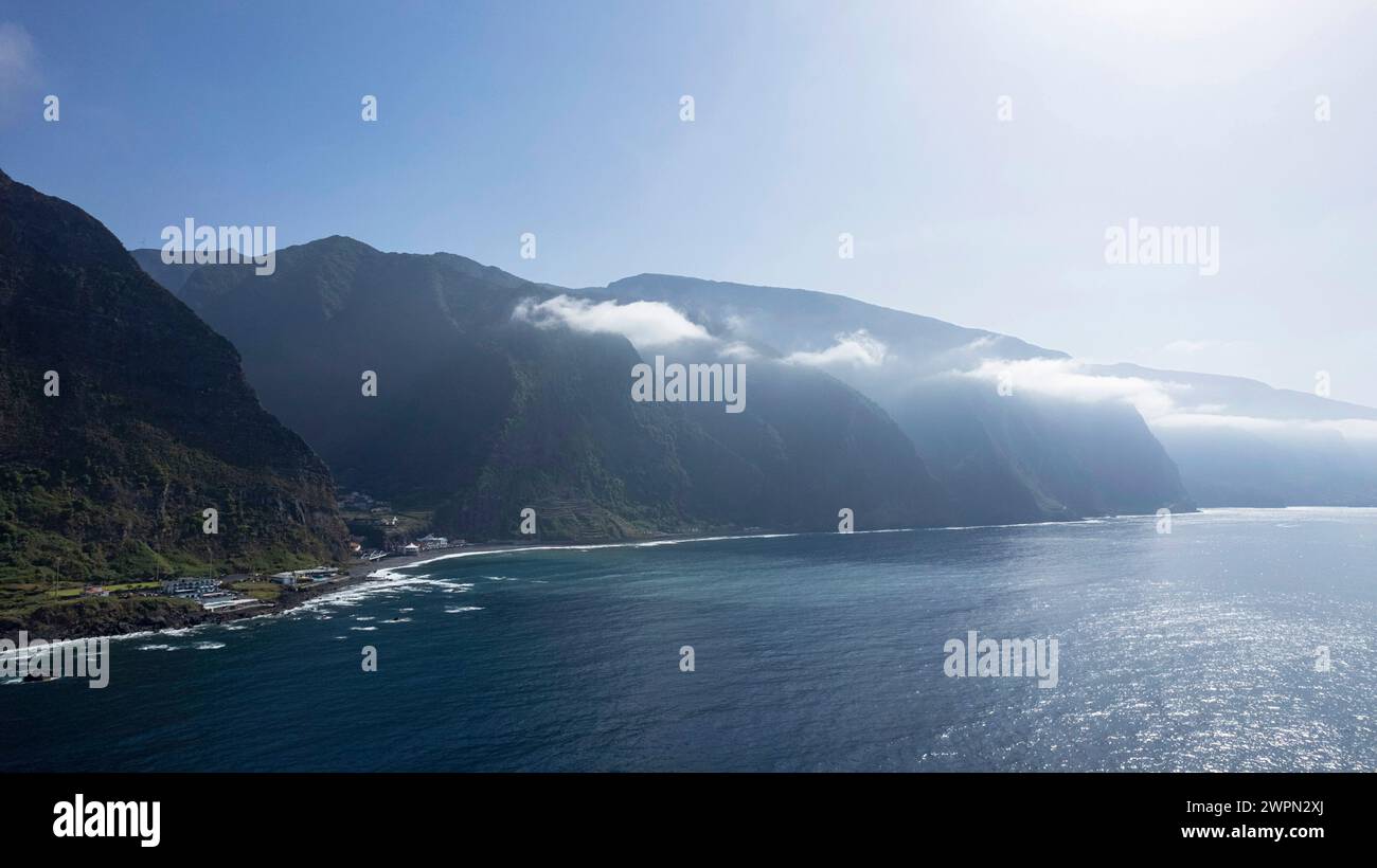 Drohnenfoto Panorama, Sao Vicente, Madeira, Portugal, Europa Stockfoto