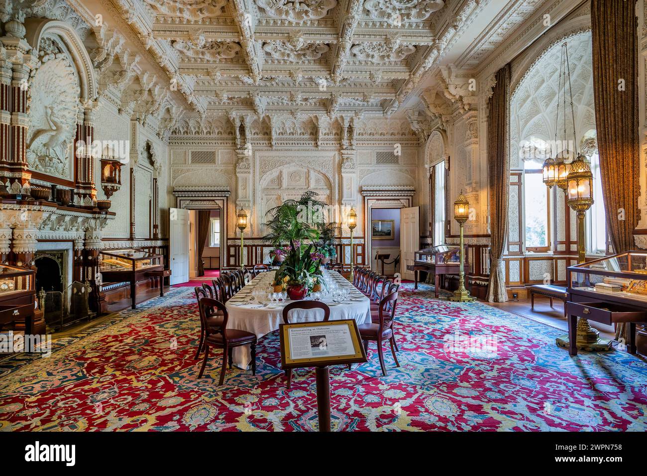 Festsaal Durbarroom des Osborne House, Sommerresidenz von Queen Victoria, Isle of Wight, Hampshire, Großbritannien, England Stockfoto