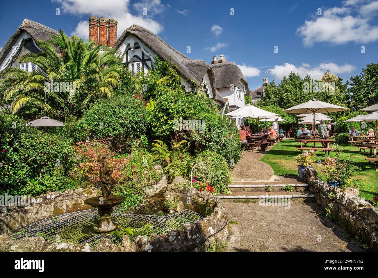 Reetgedecktes inn in The Old Village, Shanklin, Isle of Wight, Hampshire, Großbritannien, England Stockfoto
