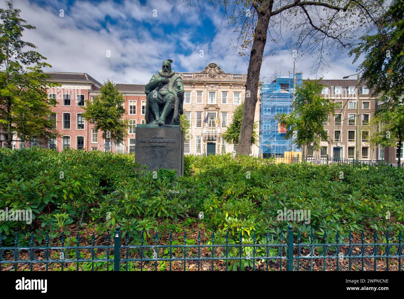 Johan van Oldenbarnevelt, Staatsmann, Gründer der Republik, Denkmal, lange Vijverberg, Hofvijver, den Haag, Holland, Niederlande, Stockfoto