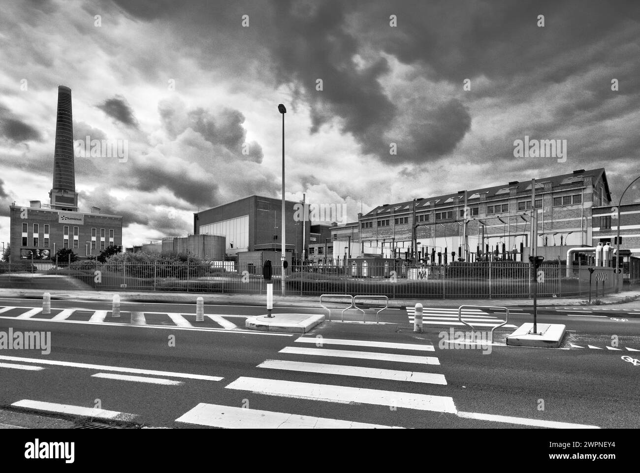 STEG-centrale van Ham, Luninus, Kraftwerk, Schinken, Hausfassade, Architektur, Gent, Ostflandern, Belgien, Stockfoto