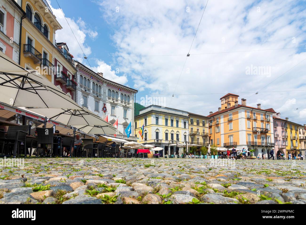 Locarno, Piazza Grande in Locarno, Tessin, Schweiz Stockfoto