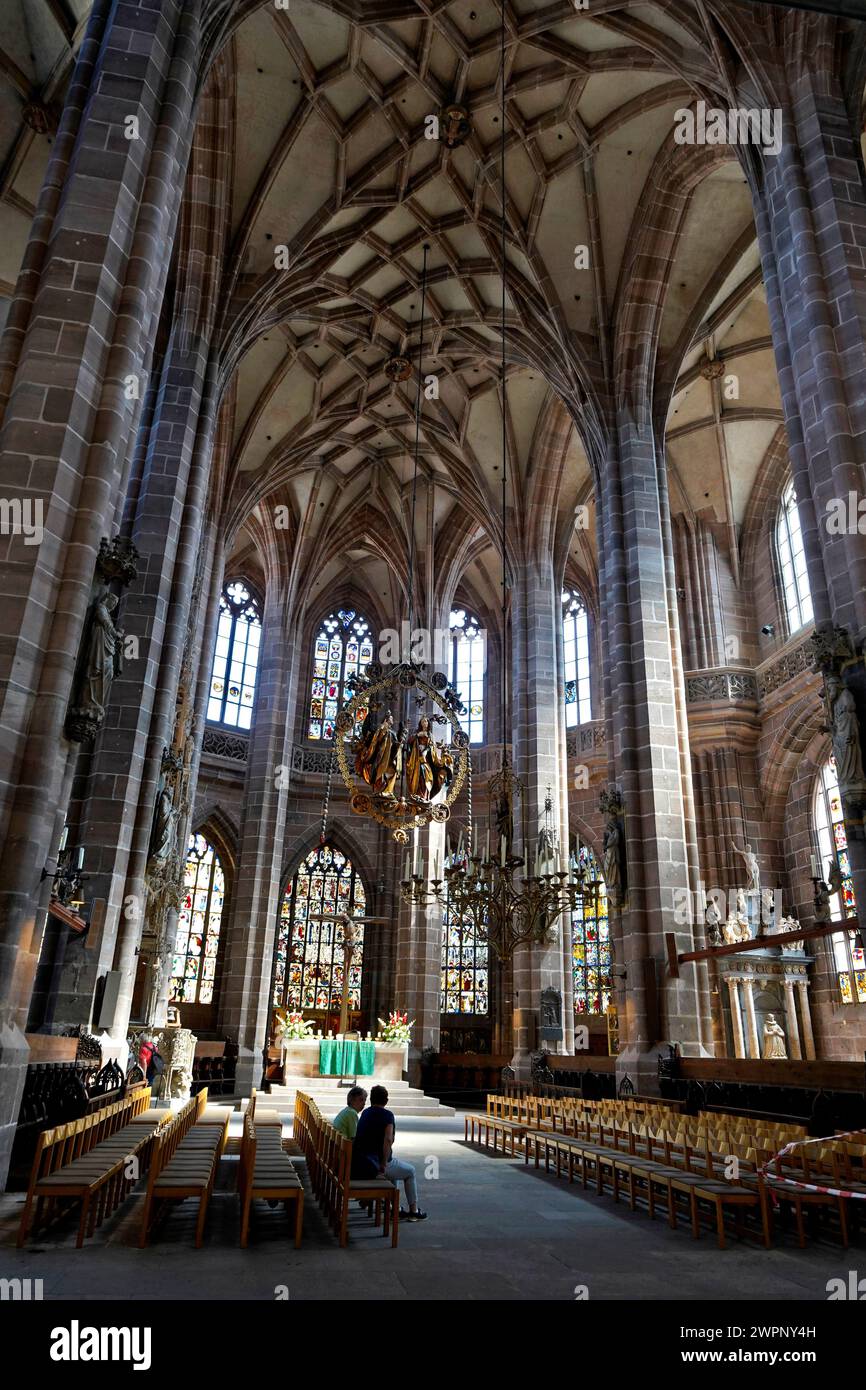 Deutschland, Bayern, Mittelfranken, Nürnberg, Altstadt, Kirche St. Lawrence, Innenraum Stockfoto
