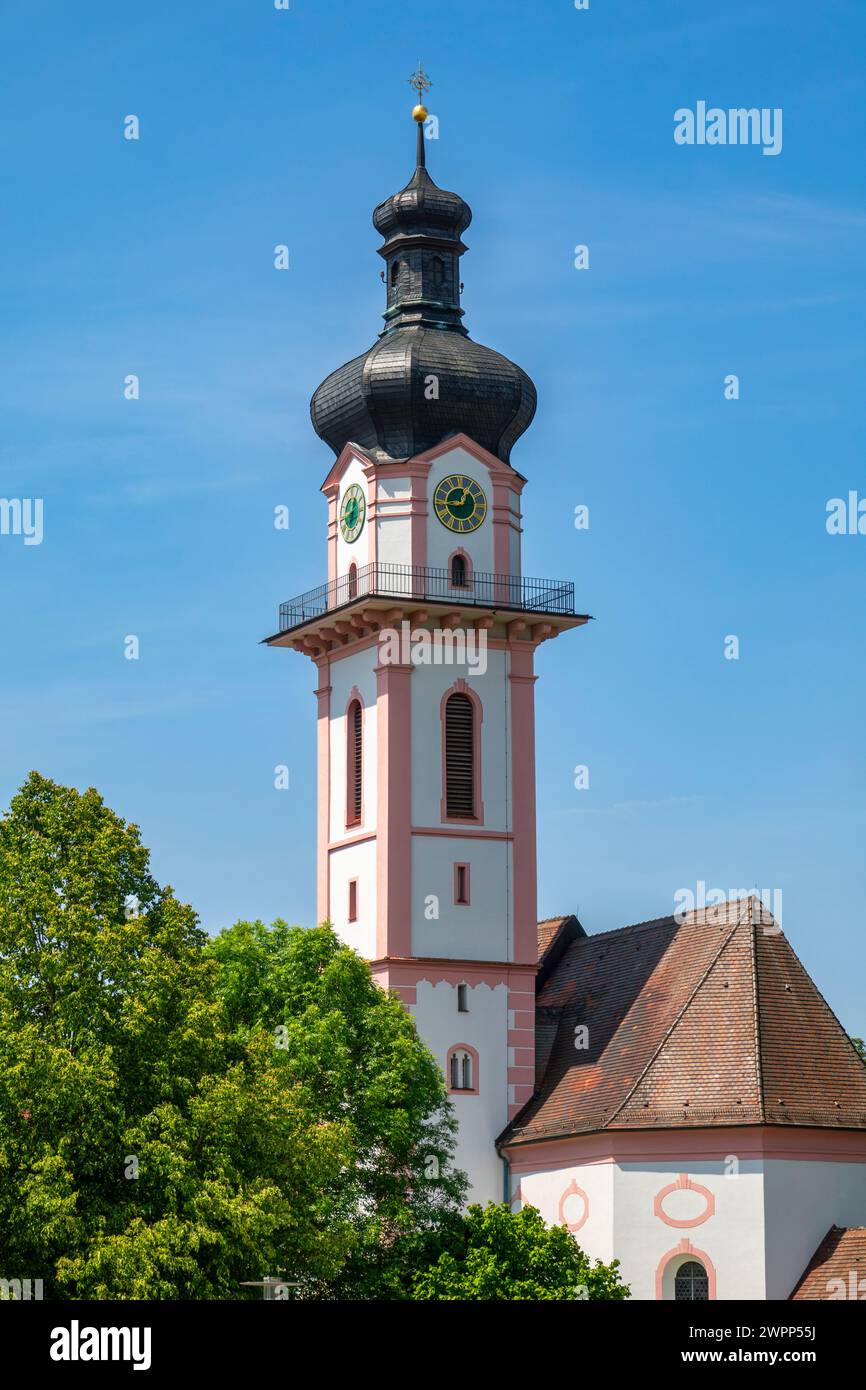 Laupheim, Stadtteil Biberach, Turm der katholischen Kirche, Pfarrkirche St. Peter und Paul Stockfoto