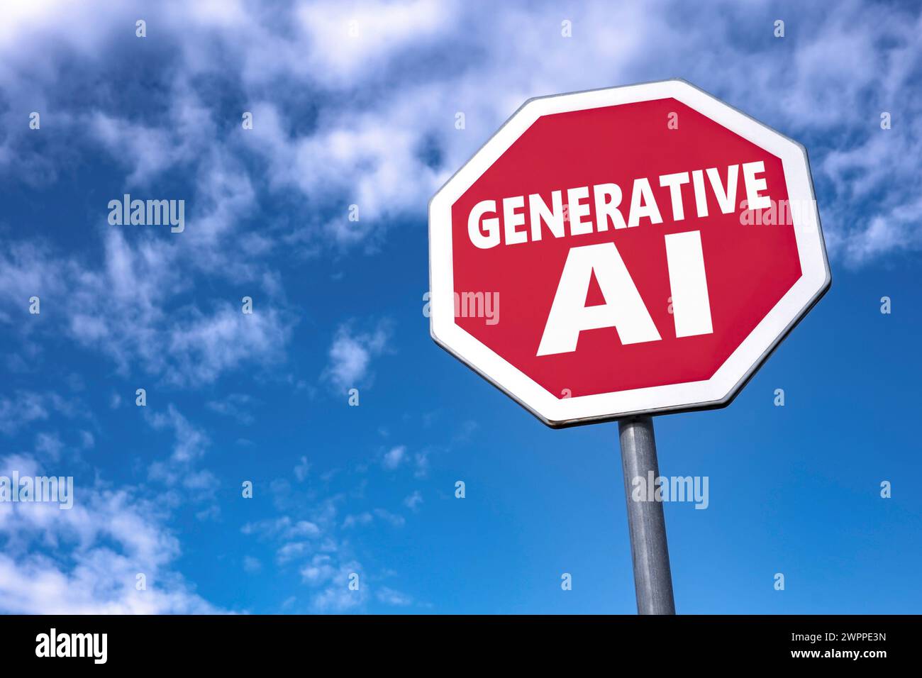 Stoppen Sie das Verkehrszeichen Generative AI, da es kreative Jobs bedroht Stockfoto