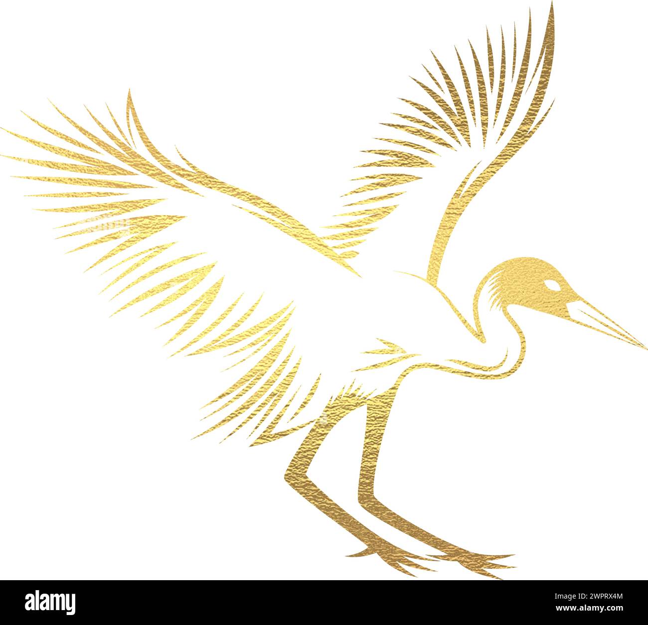 Graureiher Gold Lineart Stock Vektor