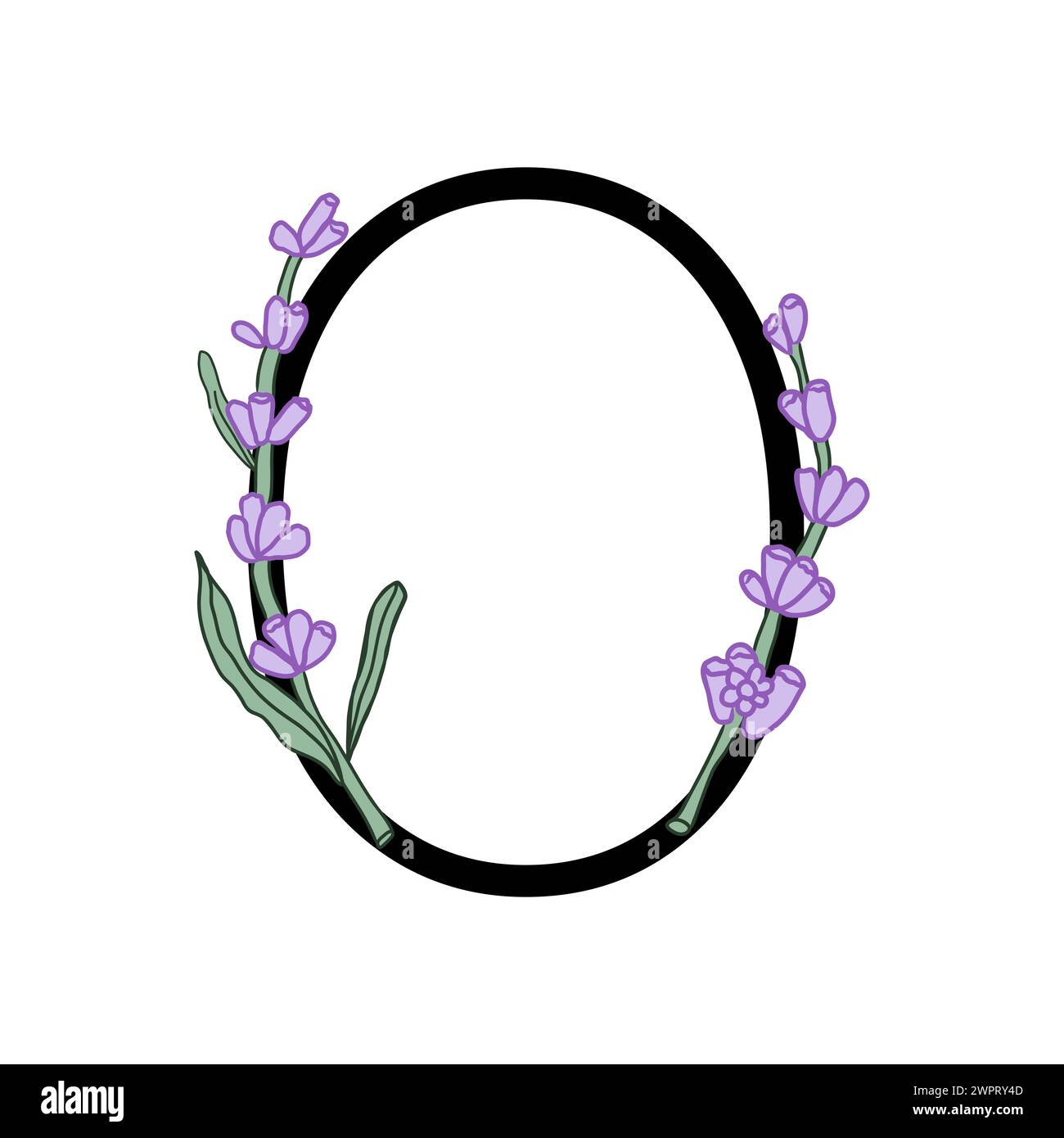 Lavendelblüte violett kleine Blume Handzeichnung Nummer für Hochzeitsdesign von Karte oder Einladung. Vektorillustrationen, isoliert auf weißem Hintergrund Stock Vektor