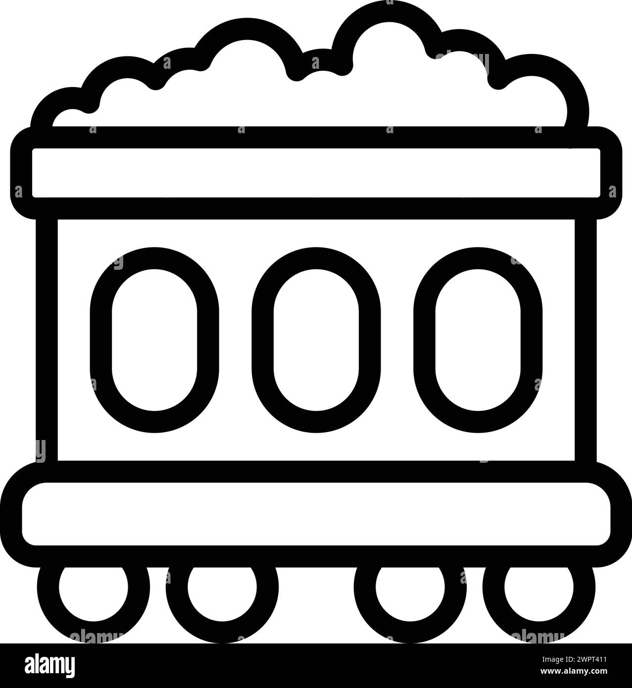 Konturvektor des Symbols „Güterwagen“. Güterzugwagen. Eisenbahnlokomotivtransport Stock Vektor