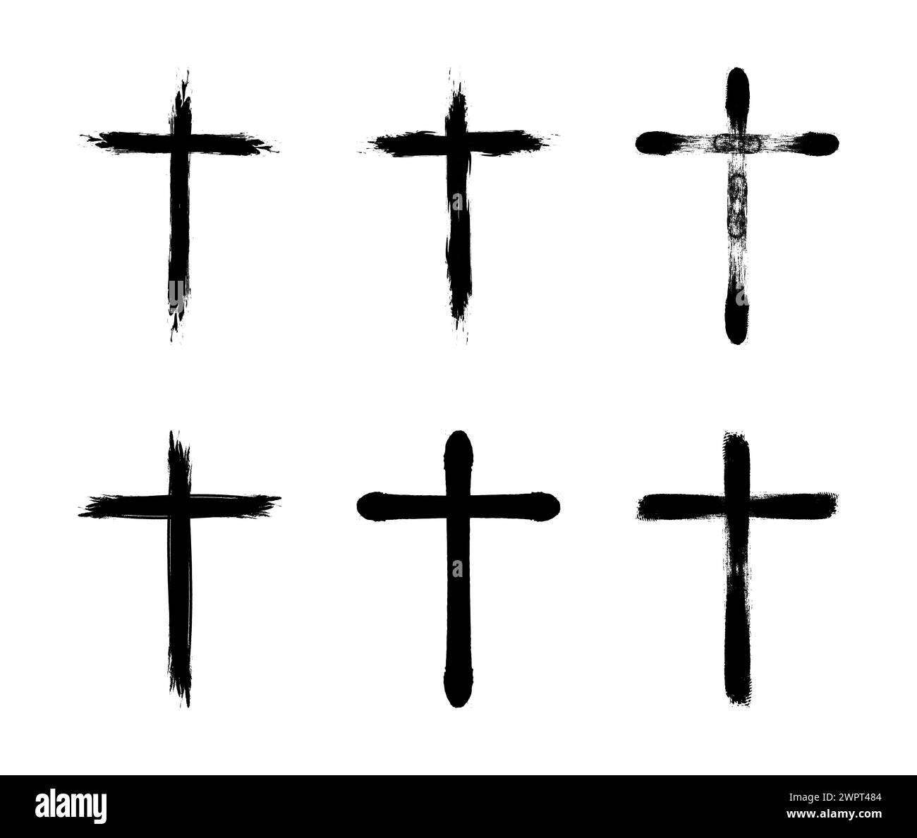 Hand gezeichnetes Kreuz Symbol Japanischer Pinsel Vektor Illustration. Stock Vektor