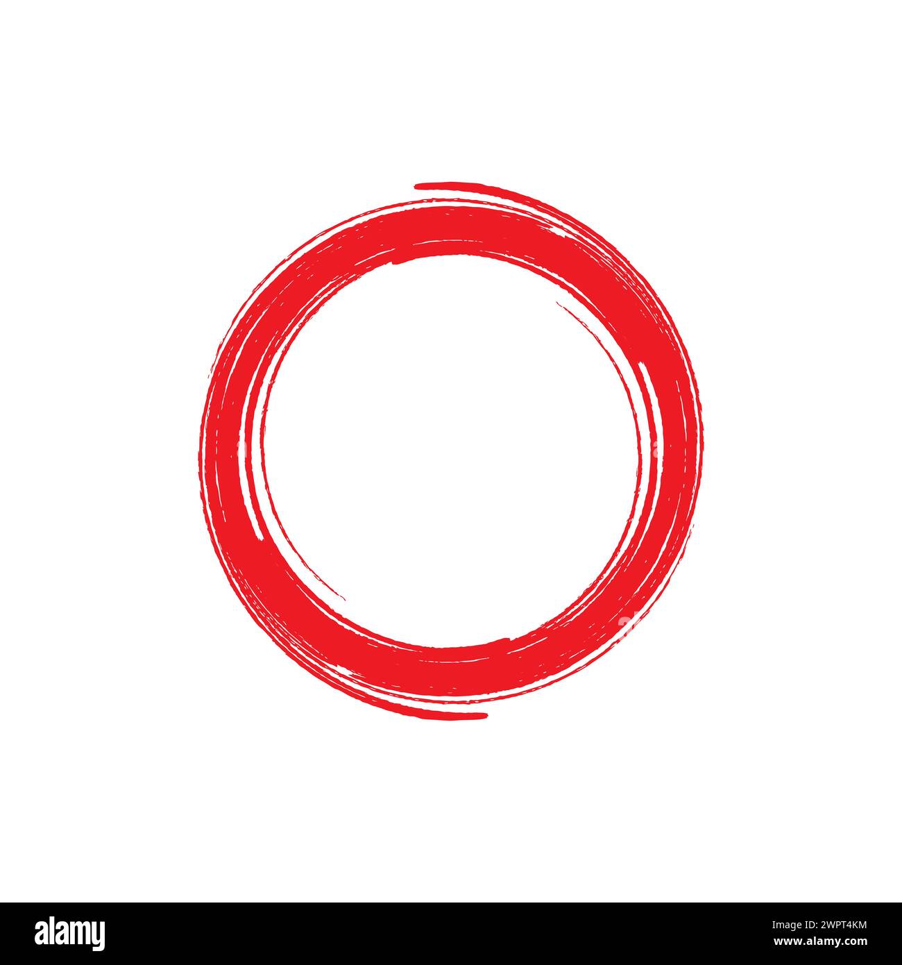 Enso Zen Strich roter Kreis japanischer Pinsel Symbol Vektor Illustration. Stock Vektor