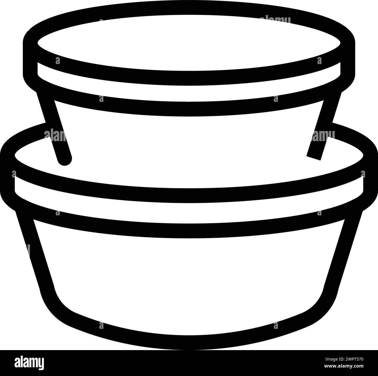 Symbolkonturvektor für Mealtime-Tools. Plastikbehälter für Mittagessen. Küchen-Lagergefäße Stock Vektor