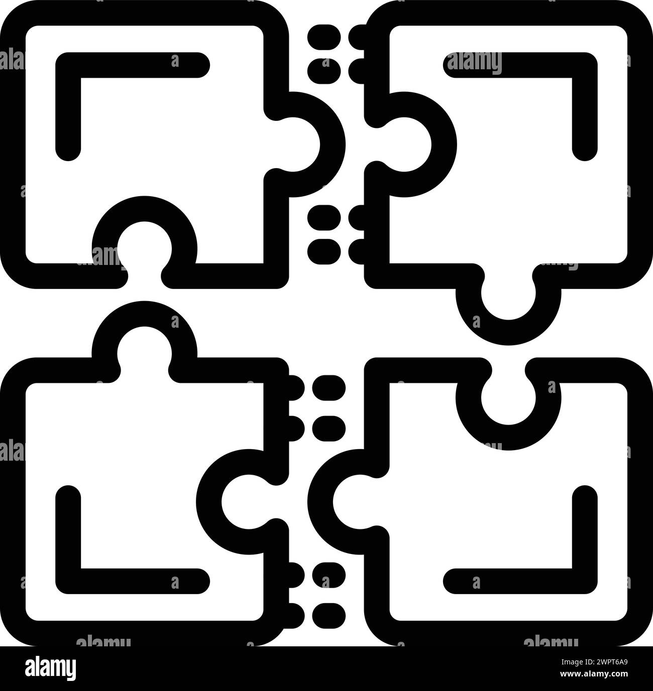 Brainstorming Puzzle-Symbol Umrissvektor. Kognitive kreative Lösung finden. Logisches Unternehmenslabyrinth Stock Vektor