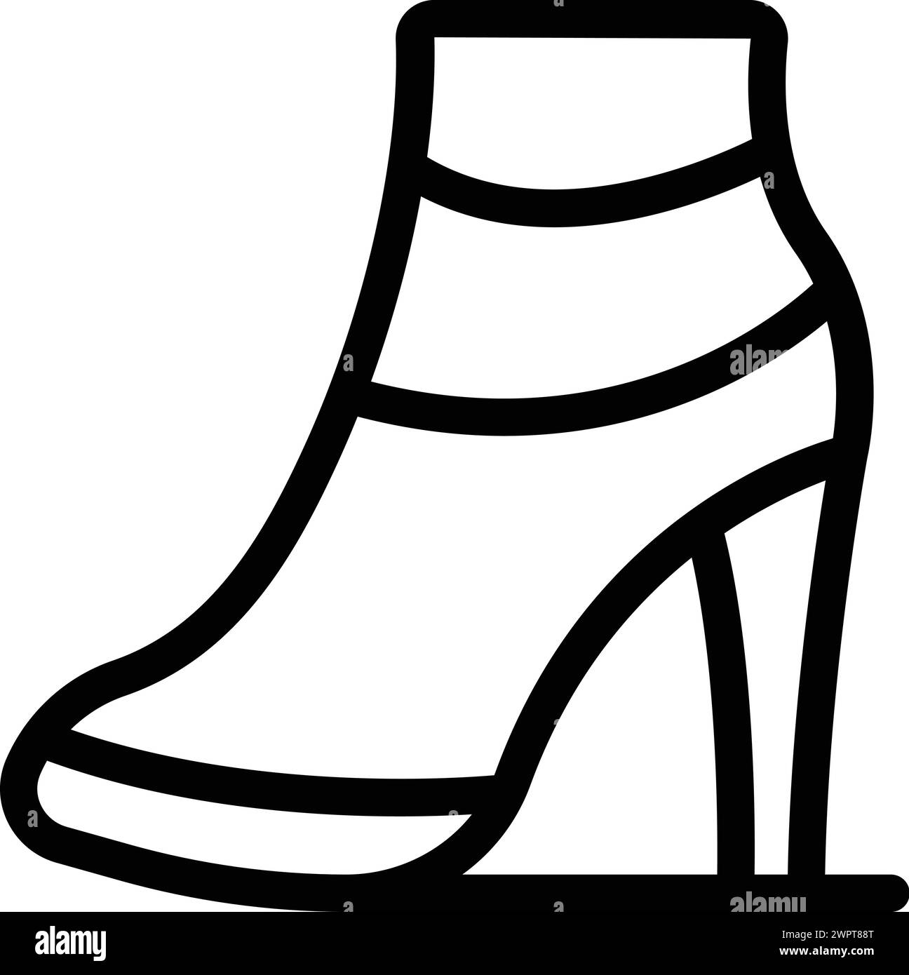 Hohe Damenstiefel Icon Umrissvektor. Schicke Pumpen mit Innengewinde. High Heels Schuhe Stock Vektor