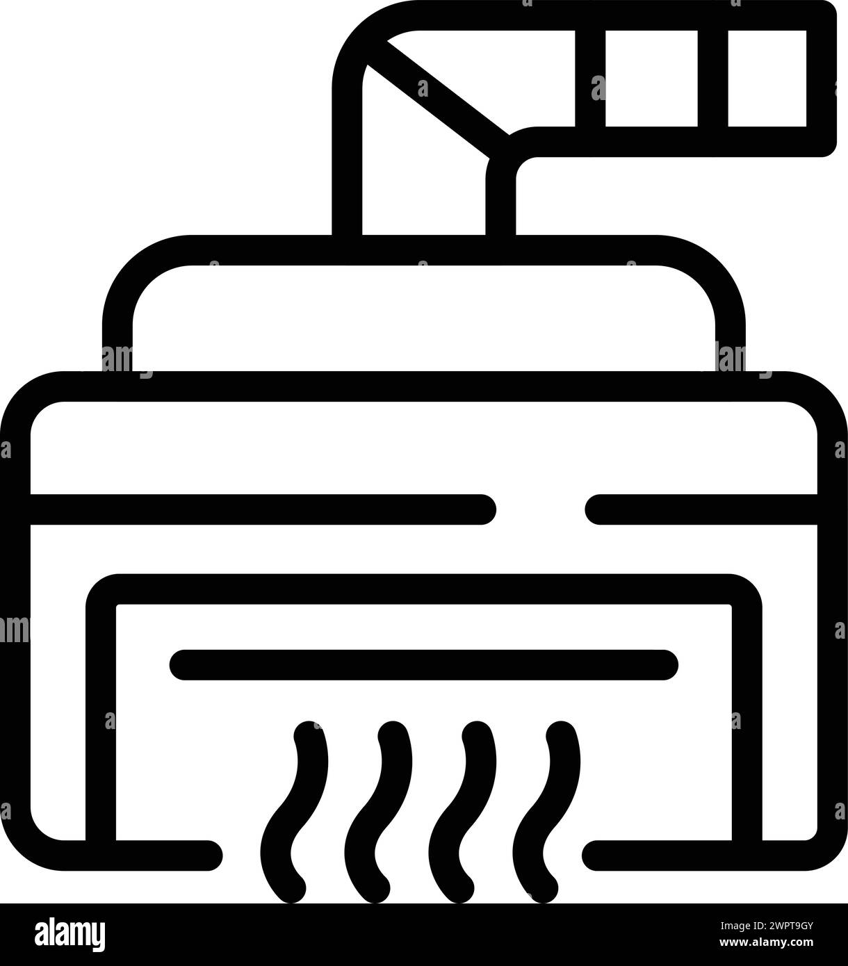 Herdauszieher Symbol Konturvektor. Dunstabzugshaube aus Metall. Lüftungsschlitz in der Küche Stock Vektor
