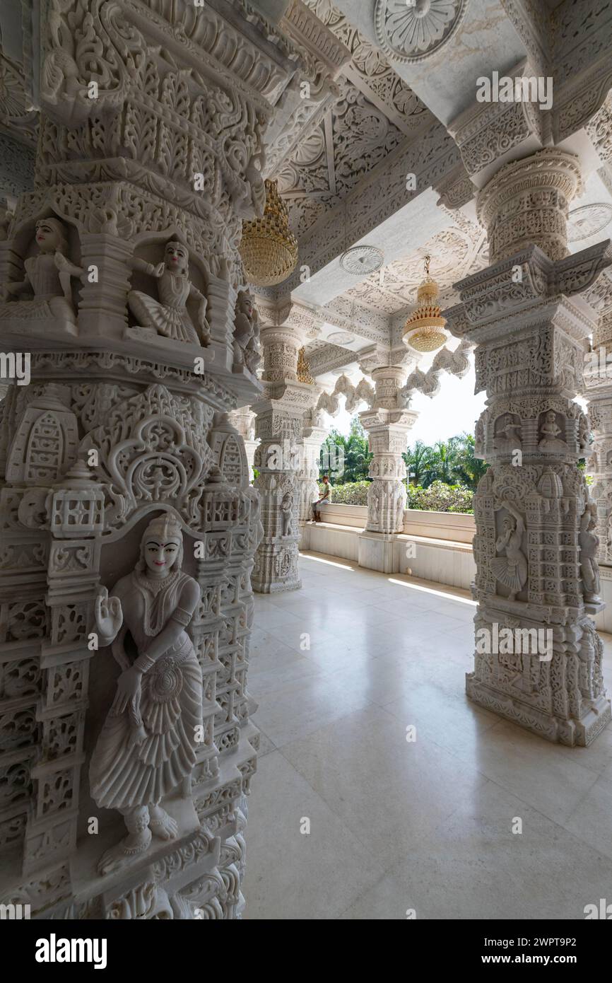 Marmor gebaut Dharamshala Manilaxmi Tirth Jain Tempel, Gujarat, Indien Stockfoto