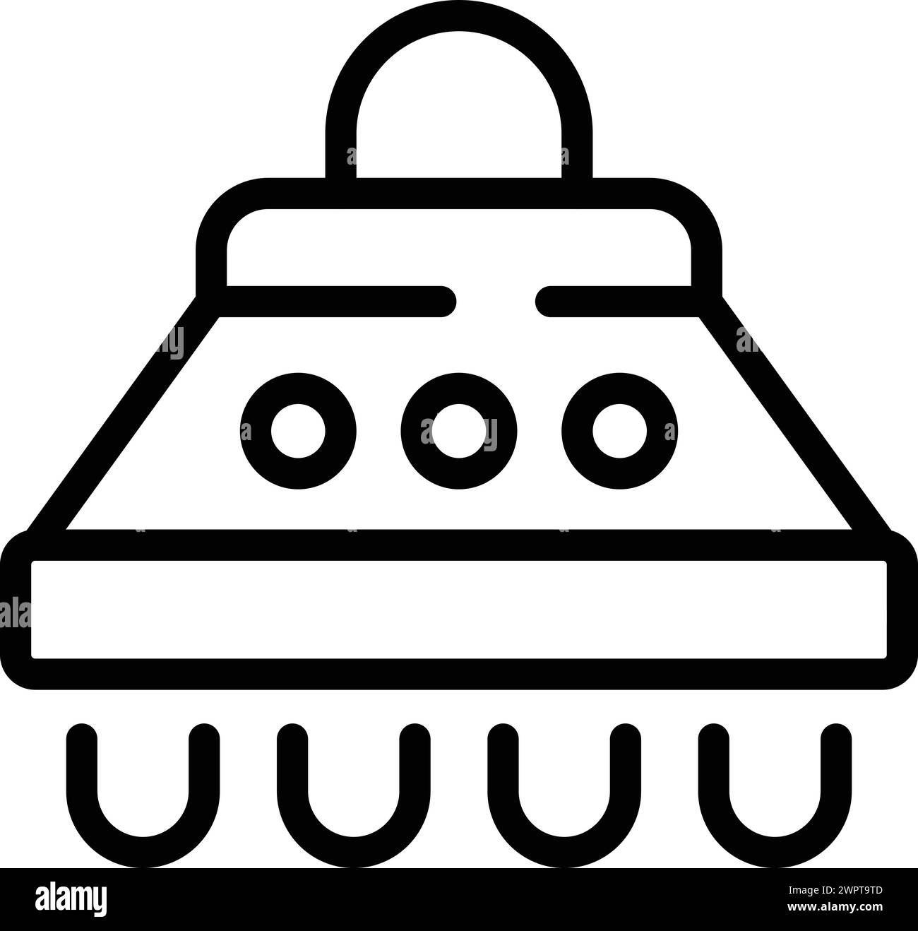 Umrissvektor des Symbols für die Kochhaube. Luftabsaugvorrichtung im Küchenofen. Innovatives Herdgerät Stock Vektor