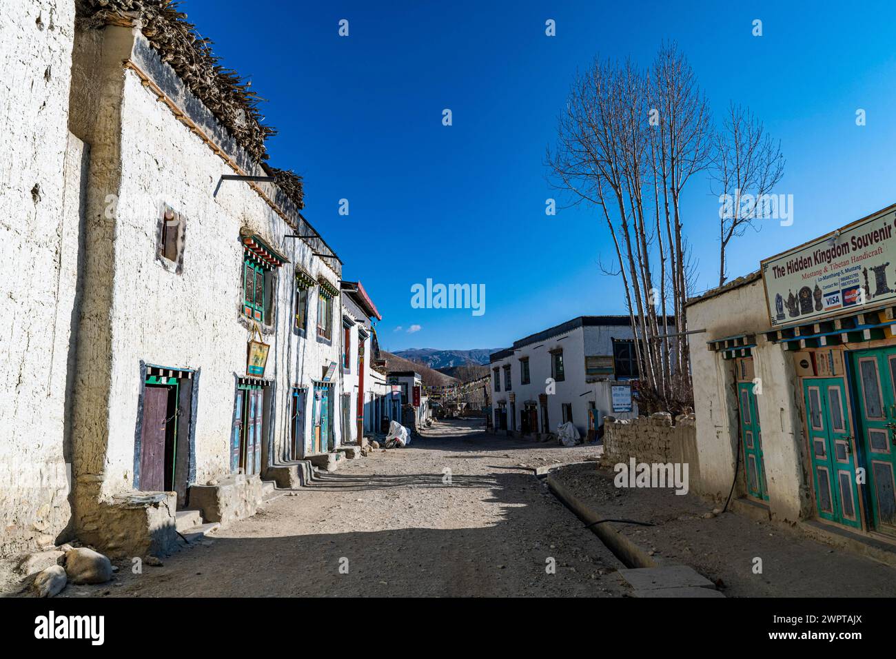 Tibetische Häuser in Lo Manthang, der Hauptstadt des Königreichs Mustang, Nepal Stockfoto