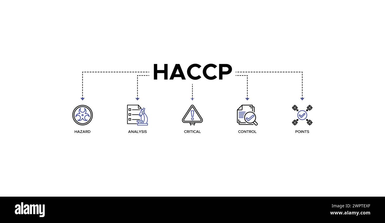 HACCP Banner Web Icon Vektor Illustration Konzept für Gefahrenanalyse und kritische Kontrollpunkte Akronym im Lebensmittelsicherheitsmanagementsystem Stock Vektor