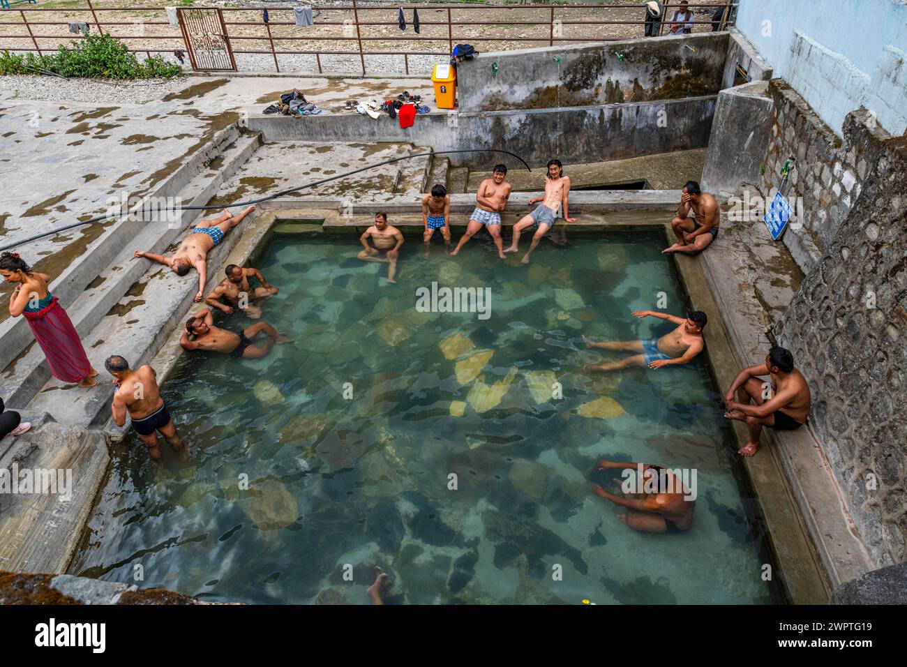 Tatopani Hot Spring, entlang der Autobahn nach Jomsom, Nepal Stockfoto