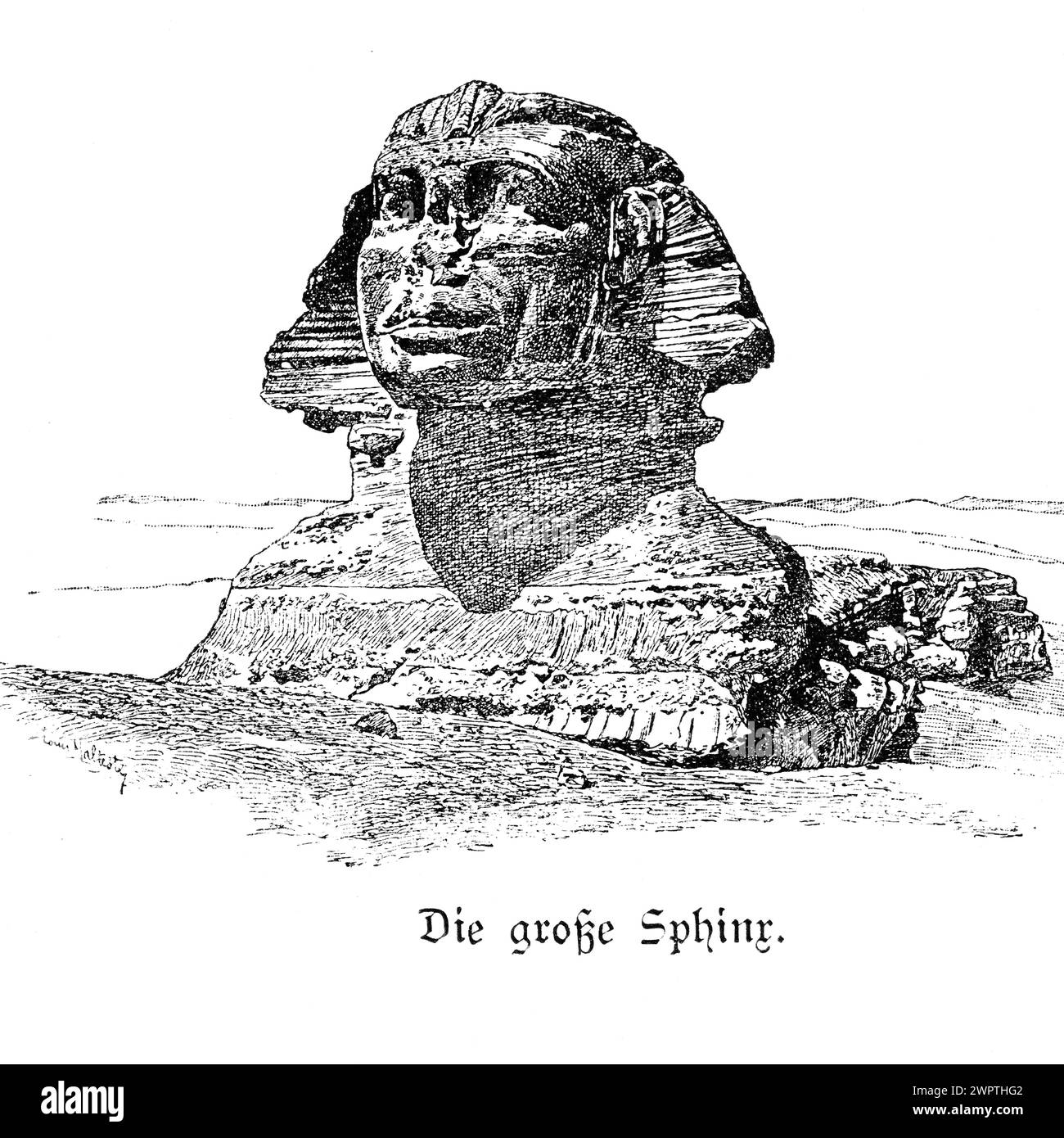 Die große Sphinx, Kairo, Ägypten, Wüste, Antike, Afrika, historische Abbildung 1890 Stockfoto