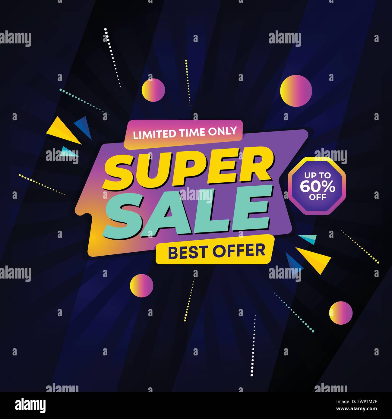 Super Sale Bannervorlage. Aktionsbeiträge für Flash-Rabatte für große Deals. Webbanner für Werbeaktion mit Sonderrabatt Stock Vektor