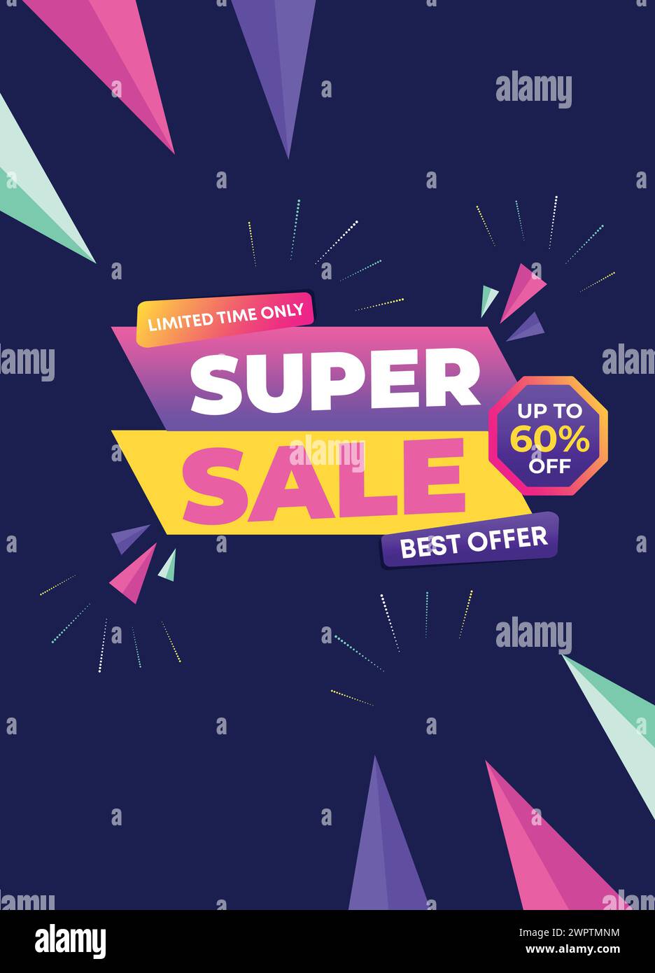 Super Sale Bannervorlage. Aktionsbeiträge für Flash-Rabatte für große Deals. Webbanner für Werbeaktion mit Sonderrabatt Stock Vektor