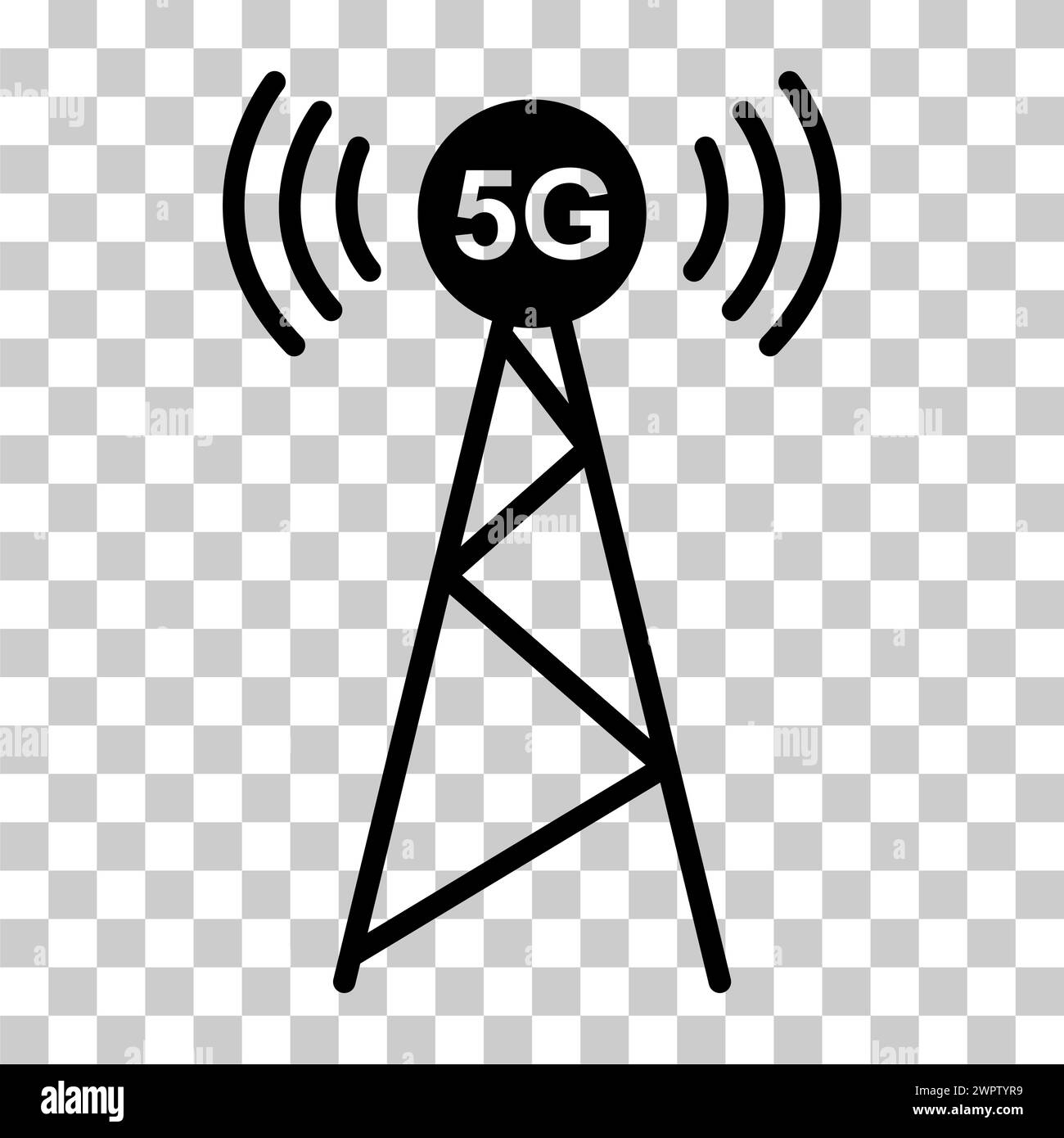 Signalturm-Symbol, Wireless-Technologie-Netzwerkschild, Vektordarstellung des Antennenwellenfunks. Stock Vektor