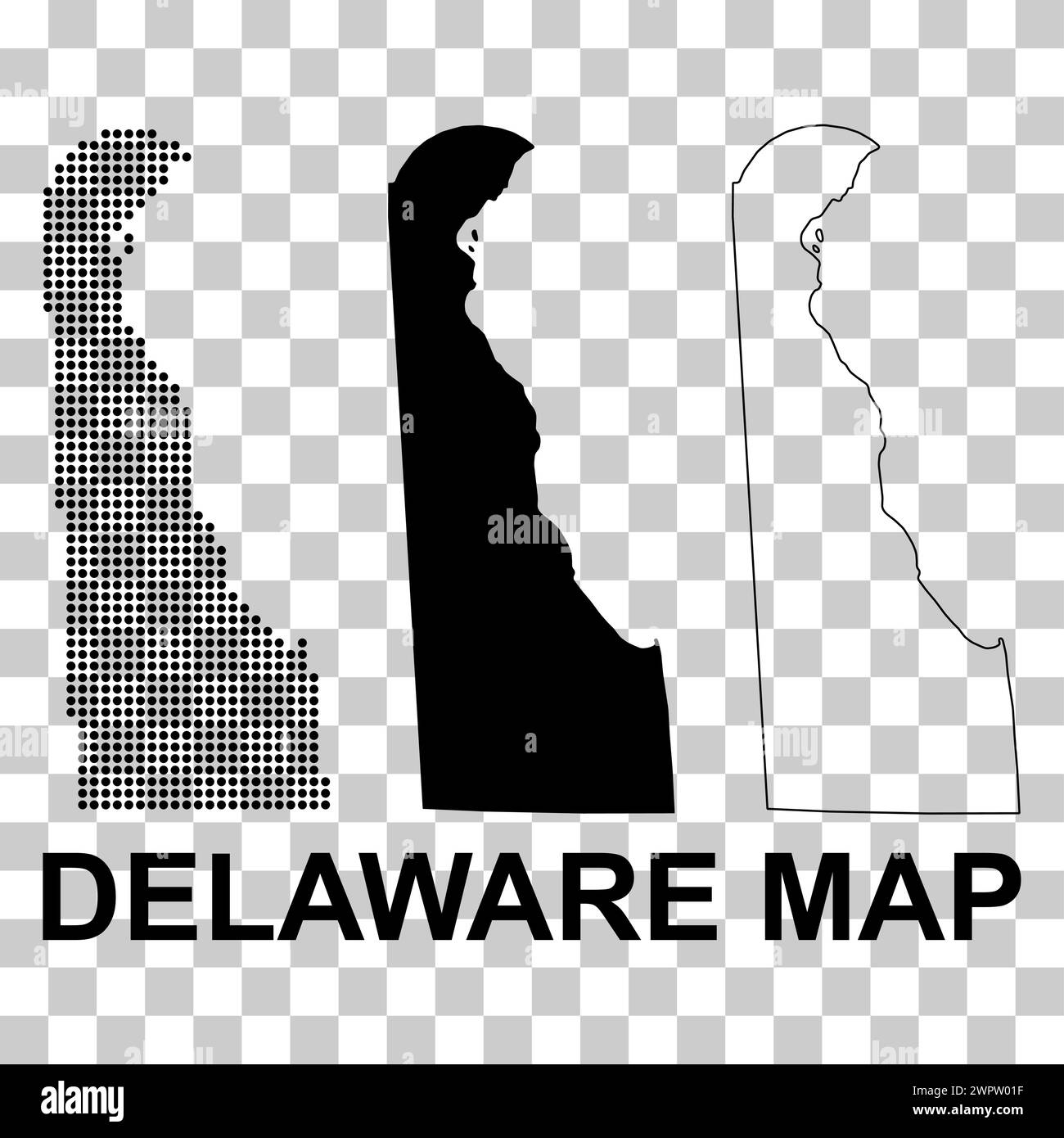 Set der Delaware-Karte, vereinigte staaten von amerika. Illustration des Symbols für flaches Konzept. Stock Vektor