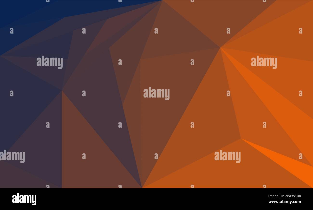 Abstrakte Mosaikmuster Hintergrundstruktur. Geometrisches Vektordesign mit niedrigem Polyverlaufsverlauf in blauen und orangen Farben. Geeignet für Tapeten, Gruß Stock Vektor