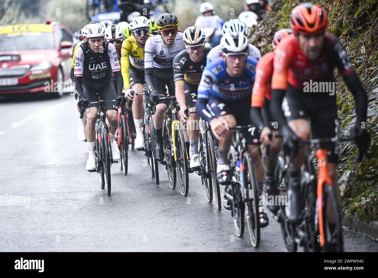 US Matteo Jorgenson vom Team Visma-Lease A Bike in Aktion während der siebten Etappe des 8-tägigen Radrennens Paris-Nizza, 104 km von Nizza nach Madone d'Utelle, Frankreich, Samstag, den 09. März 2024. BELGA FOTO JASPER JACOBS Credit: Belga News Agency/Alamy Live News Stockfoto