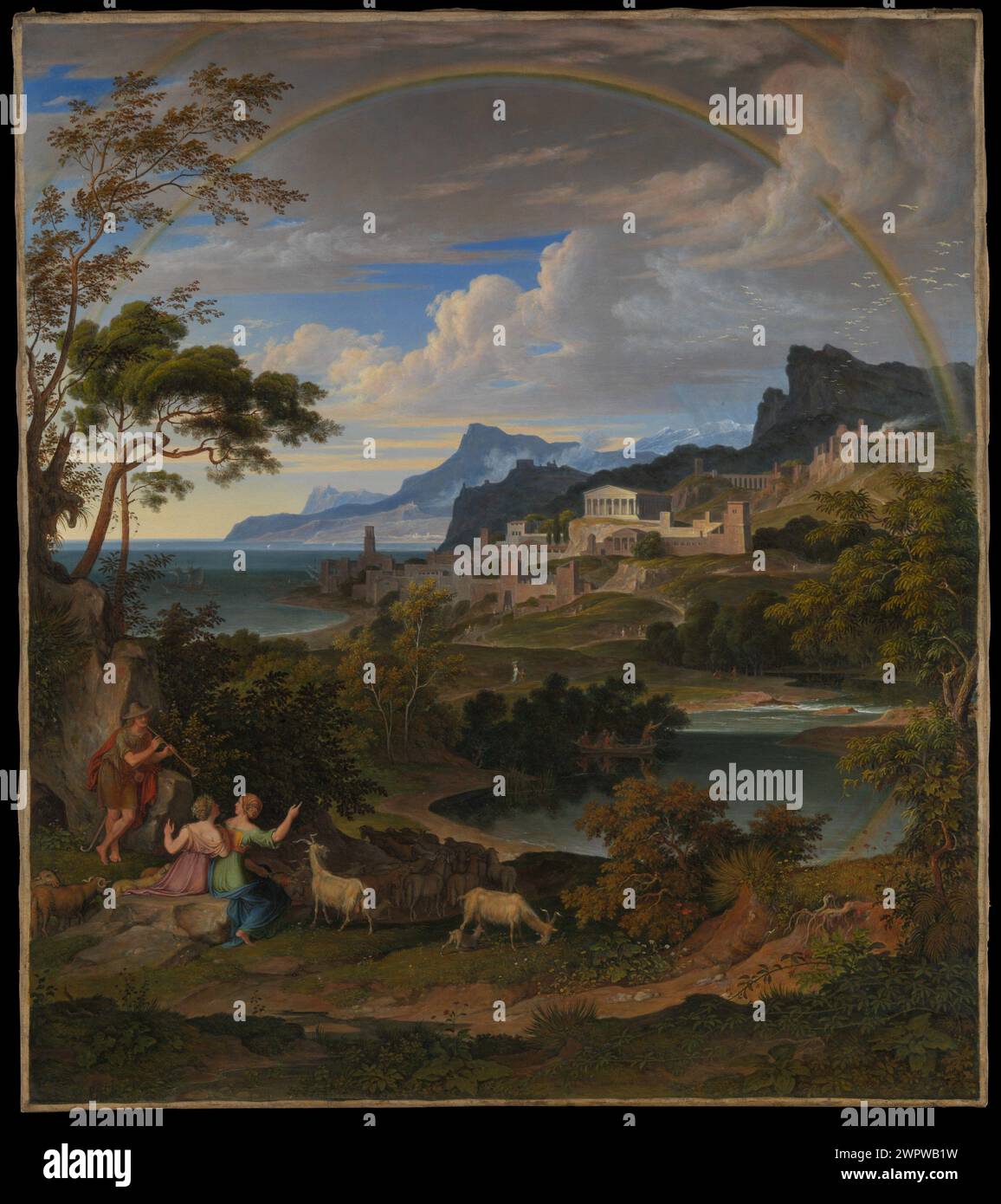 Joseph Anton Koch - heroische Landschaft mit Regenbogen Stockfoto