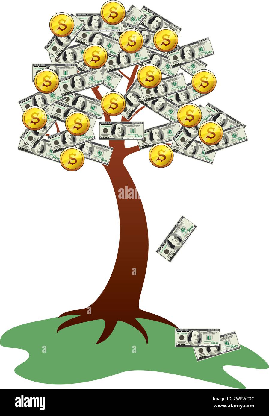 Vektor-Geldbaum mit Früchten und Blättern Stock Vektor