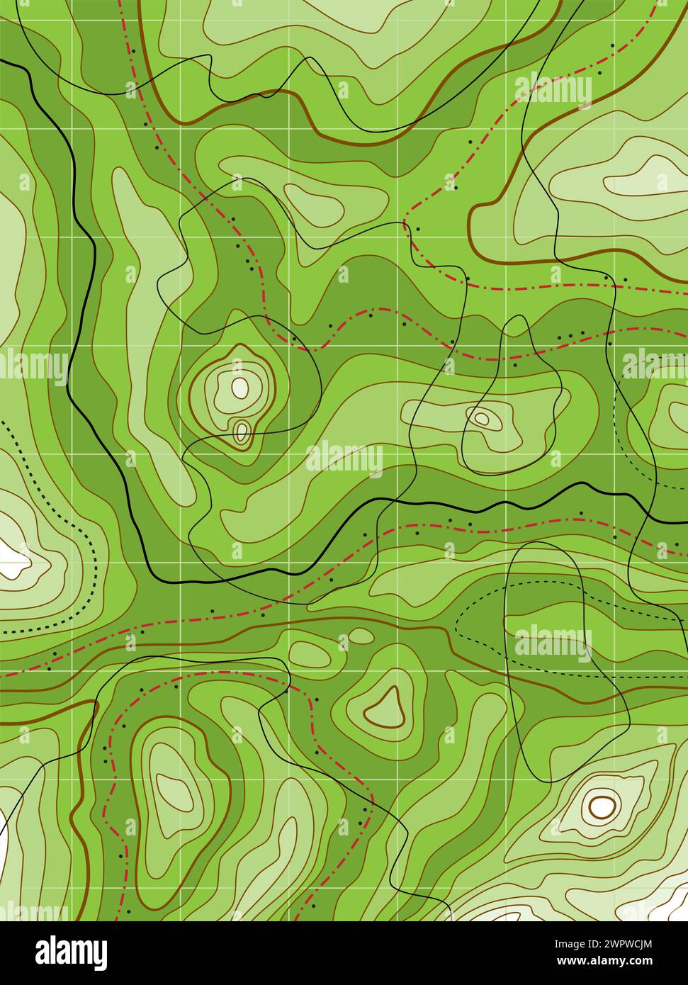 Abstrakte topographische grüne Vektorkarte ohne Namen Stock Vektor