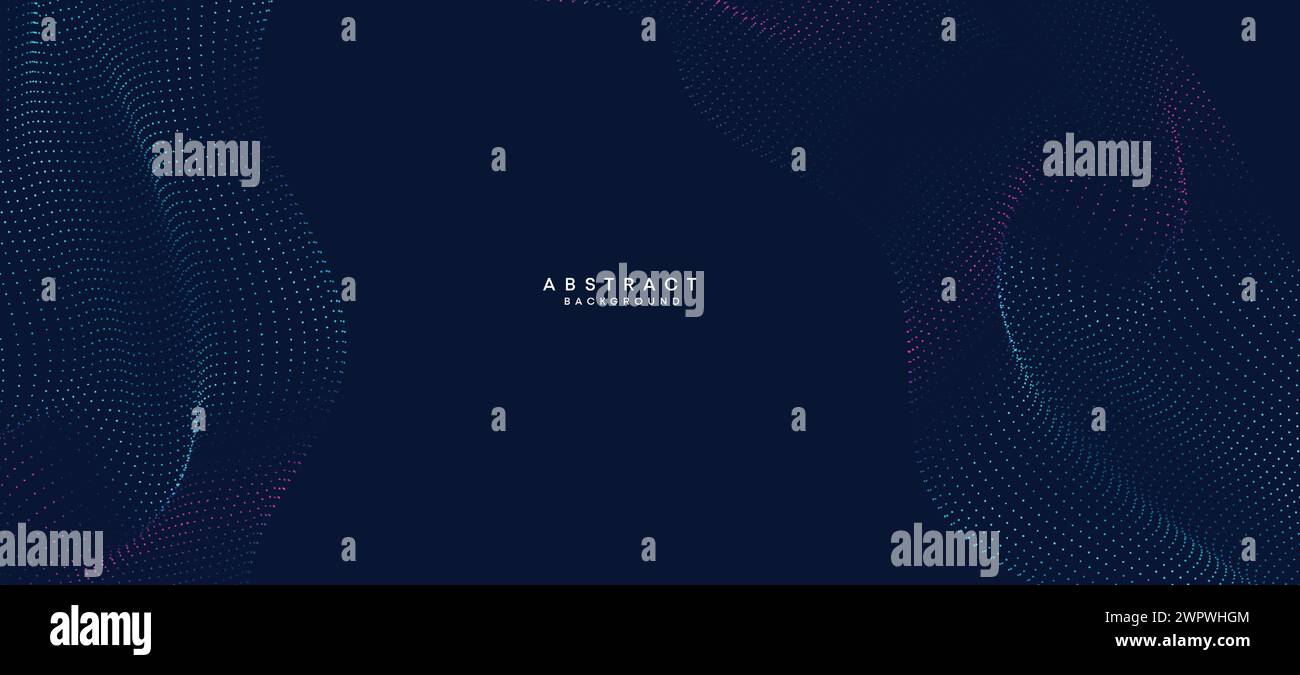 Abstrakter blauer grüner Verlauf fließender Punkt Wellenende Partikel geometrische Technologie Hintergrund digitale Website-Header Futuristisch Lila Rosa Verlauf gepunktet Stock Vektor