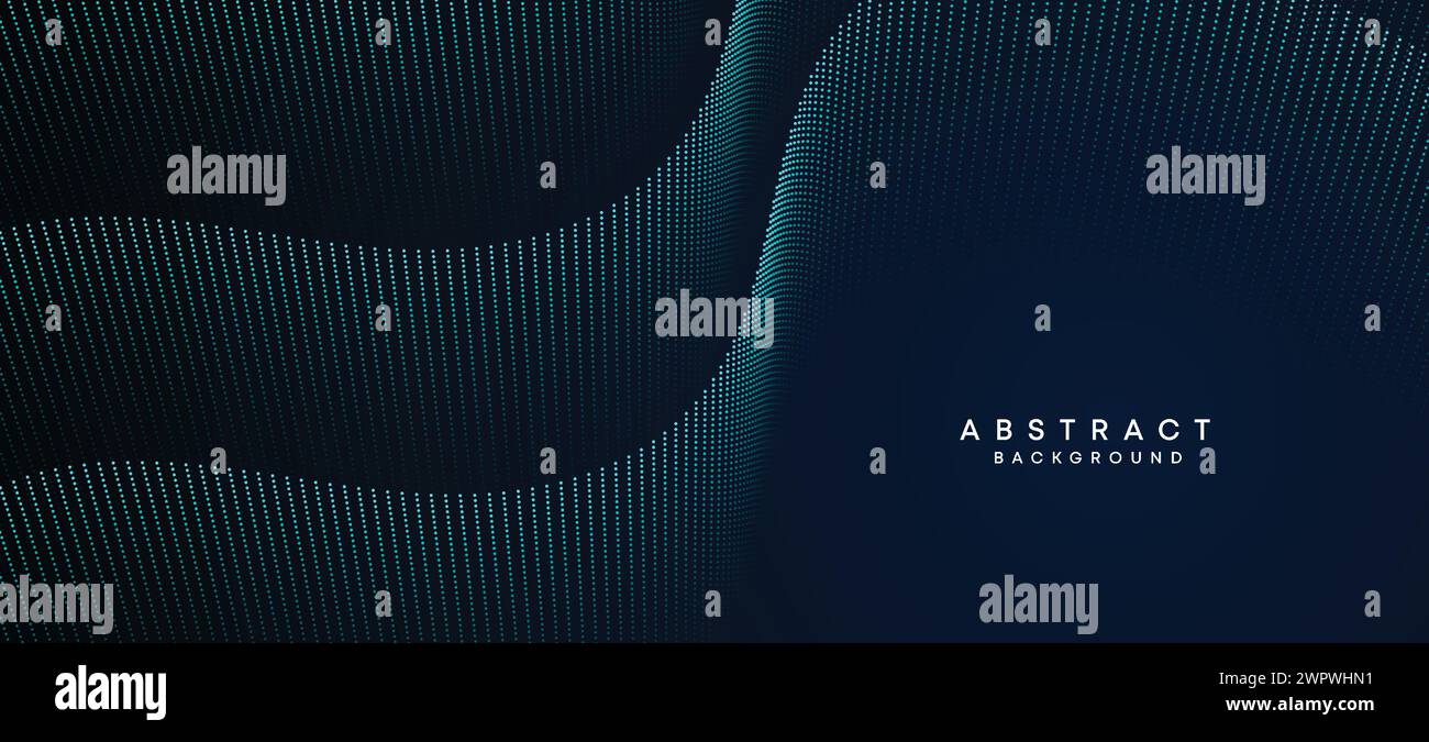 Abstrakter blauer grüner Verlauf fließender Punkt Wellenende Partikel geometrische Technologie Hintergrund digitale Website-Header Futuristisch Lila Rosa Verlauf gepunktet Stock Vektor