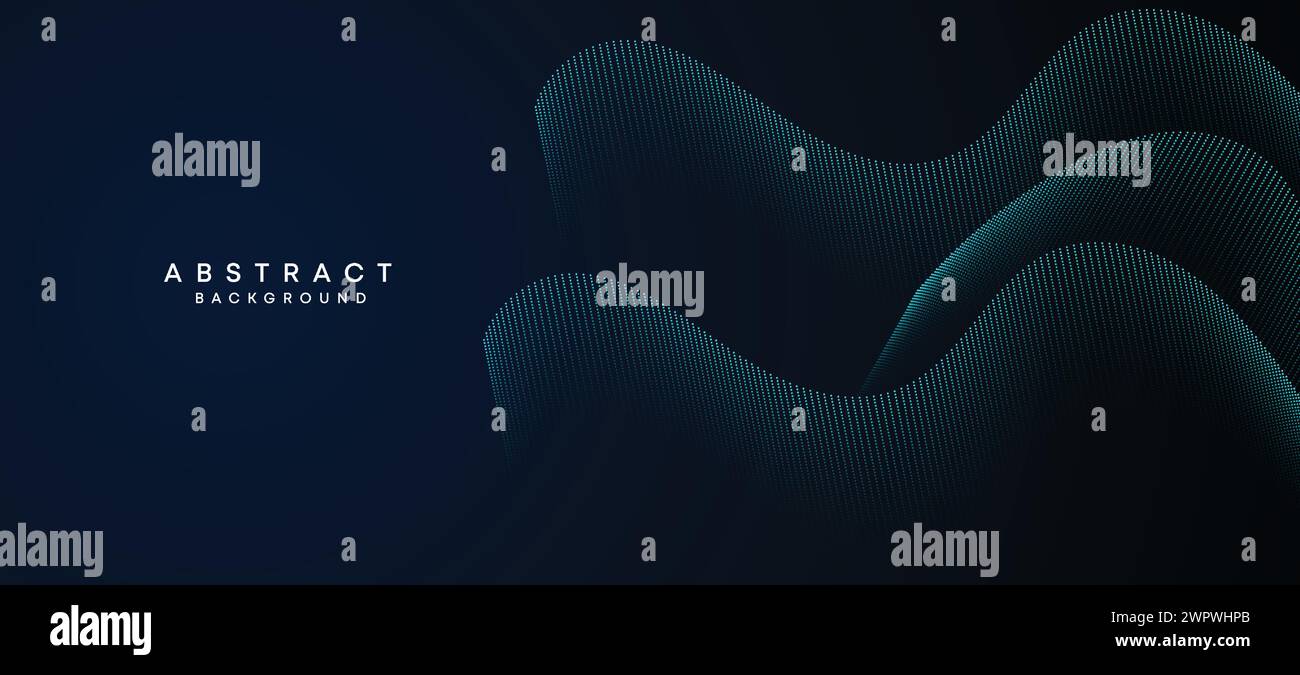 Abstrakter blauer grüner Verlauf fließender Punkt Wellenende Partikel geometrische Technologie Hintergrund digitale Website-Header Futuristisch Lila Rosa Verlauf gepunktet Stock Vektor