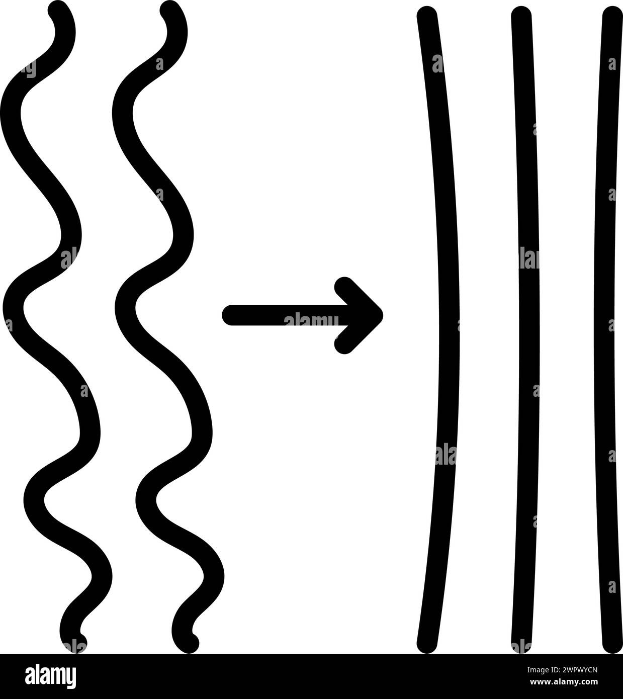 Symbol für Haarpflege und Keratin-Behandlung. Glättung Haar Styling einfaches Vektorsymbol. Haargesundheit Produktlinie Vektorzeichen. Schönheitsverfahren. Bea Stock Vektor