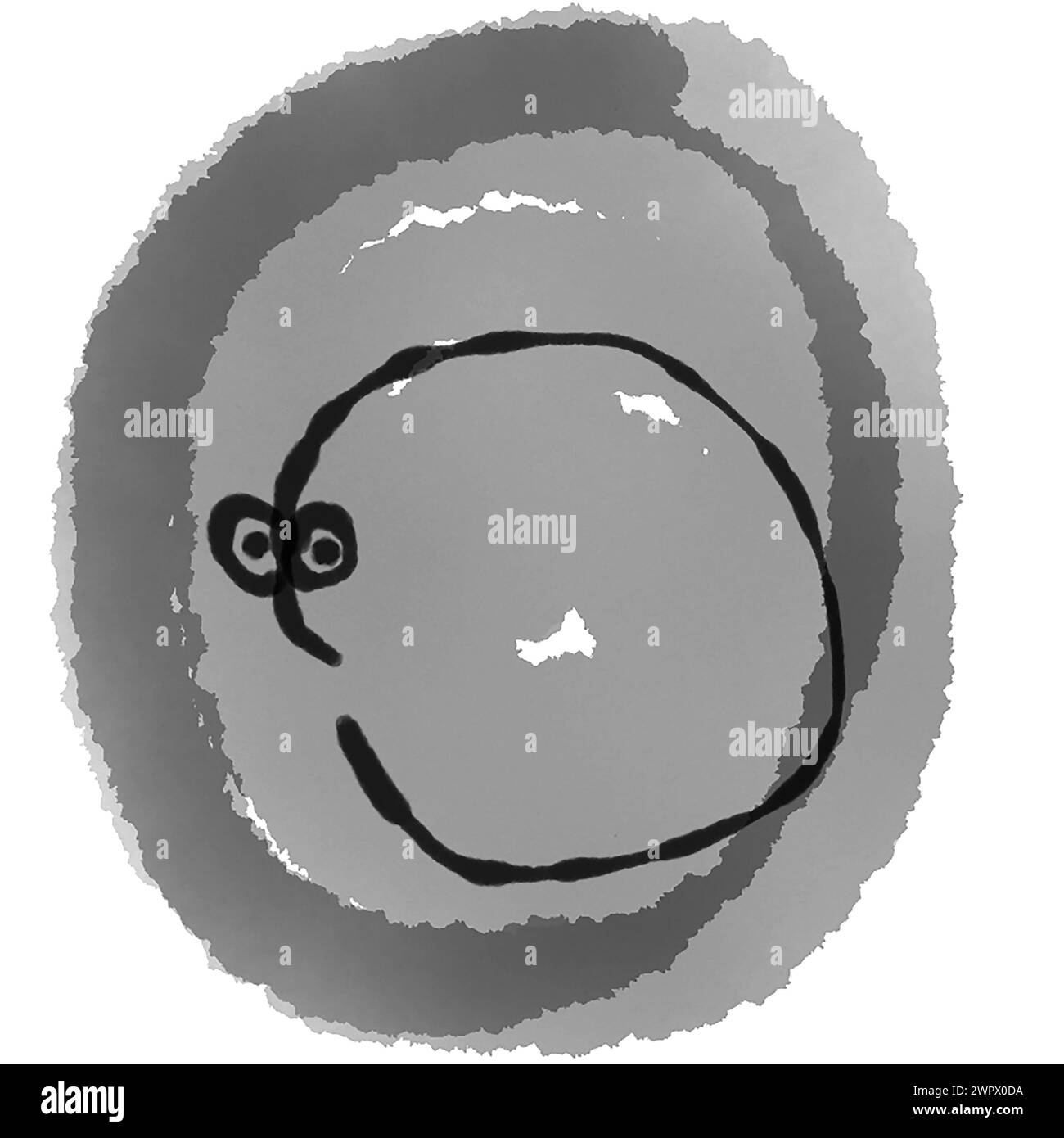 Zeichnung „der selbstidentifizierte Strich“. Digitale Schwarzweiß-Arbeit (meine eigene). Stockfoto