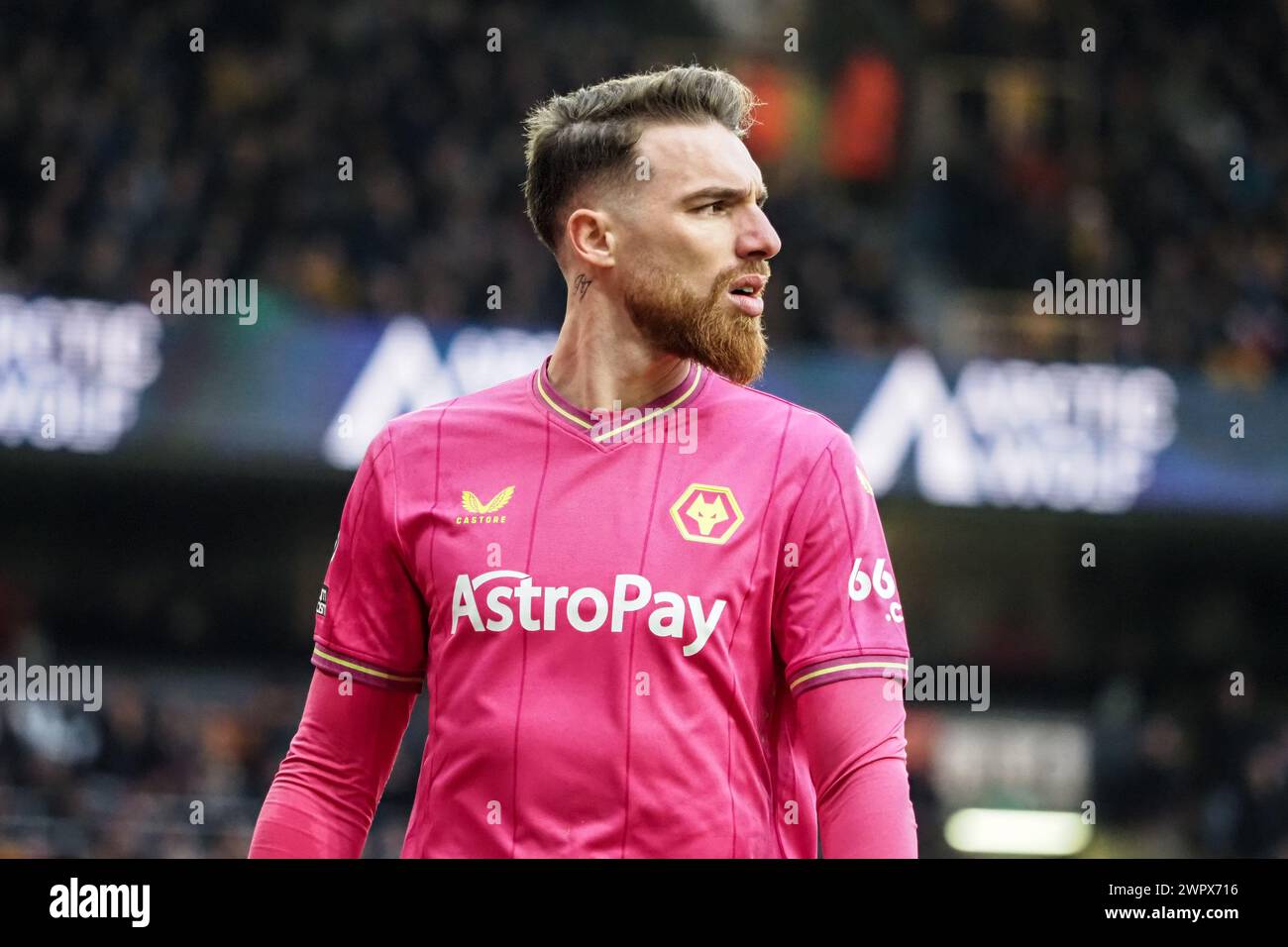 Wolverhampton, Großbritannien. März 2024. Wolverhampton, England, 9. März 2024: Torhüter Jose Sa (1 Wölfe) in Aktion während des Premier League-Fußballspiels zwischen Wolverhampton Wanderers und Fulham im Molineux-Stadion in Wolverhampton, England (Natalie Mincher/SPP) Credit: SPP Sport Press Photo. /Alamy Live News Stockfoto