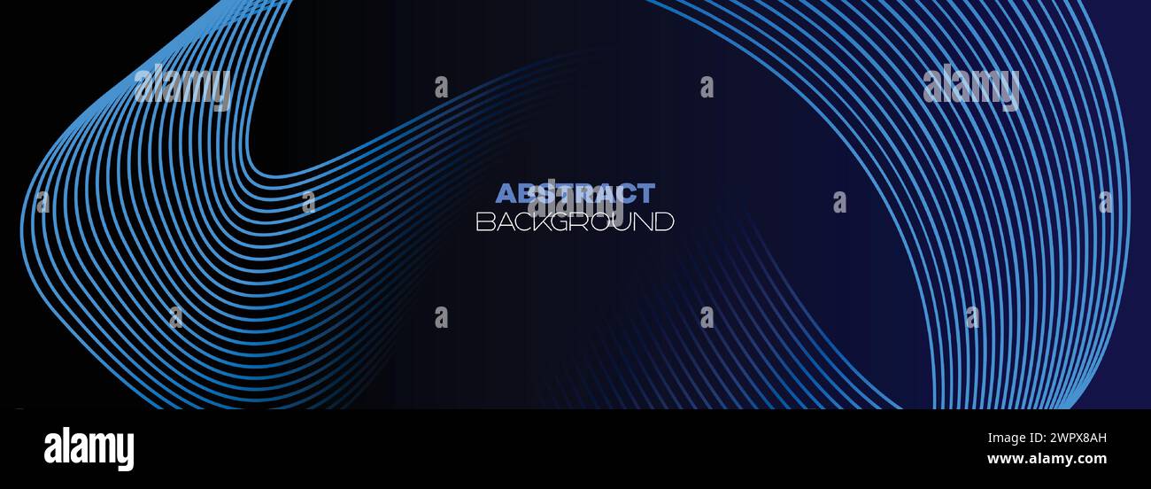 Dunkelblauer abstrakter Bannerhintergrund mit leuchtenden geometrischen Kreisen. marineblaues Farbverlauf-Muster und Web-Hintergrund mit futuristischer Technologie Stock Vektor